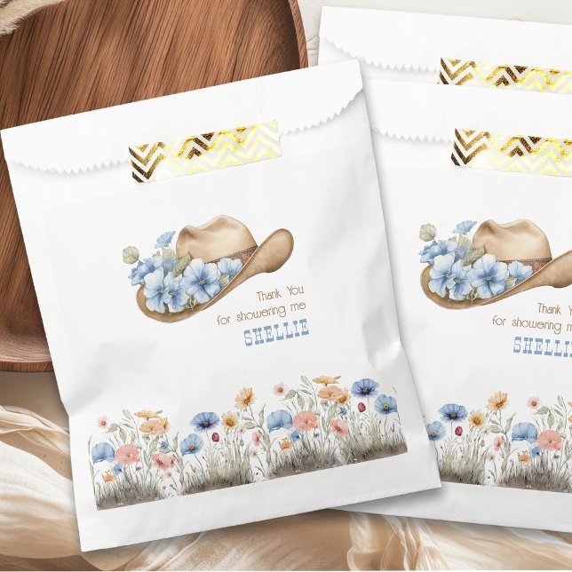 Cowboy Hat with Boho Wildflowers Western Favor Bag (Favor bags from the Boho Elephant Baby Shower Collection by Darling & May)