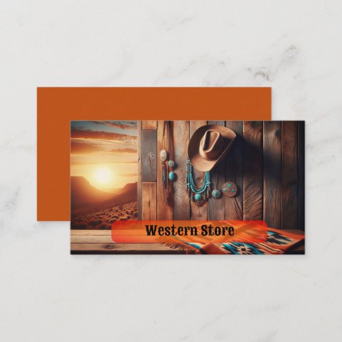 Cowboy Hat with Southwestern Blanket and Jewelry Business Card