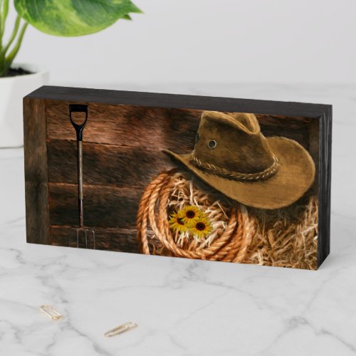 Cowboy Hat Wooden Box Sign