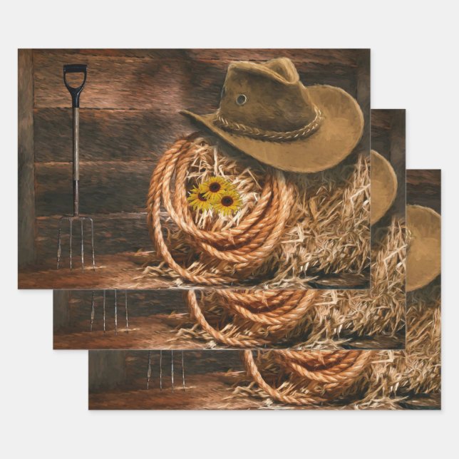 Cowboy Hat Wrapping Paper Sheets (Set)