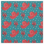 Cowboy Hats And Candy Canes Holiday Fabric