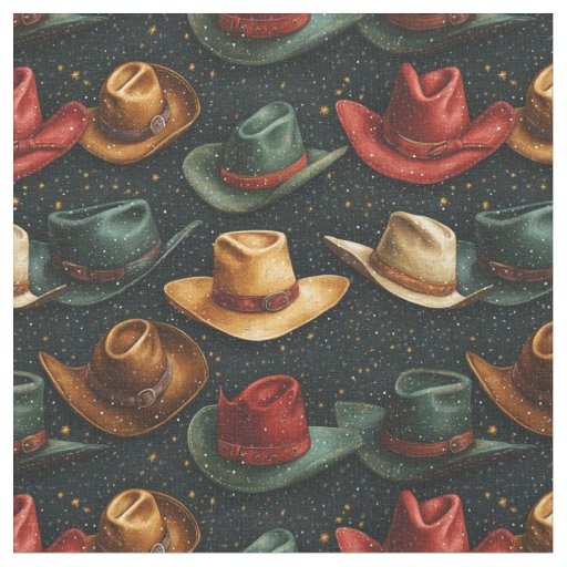 Cowboy Hats on Dark Backgrounds Fabric