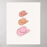 Cowboy Hats Poster<br><div class="desc">Cowboy Hats - Ilustration - Pastel Colors - Pink and Neutral.</div>