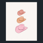 Cowboy Hats Poster<br><div class="desc">Cowboy Hats - Ilustration - Pastel Colors - Pink and Neutral.</div>
