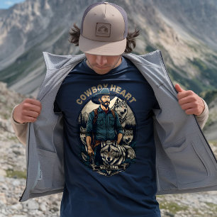 Cowboy Heart Wolf Soul - Rugged Western Design T-Shirt