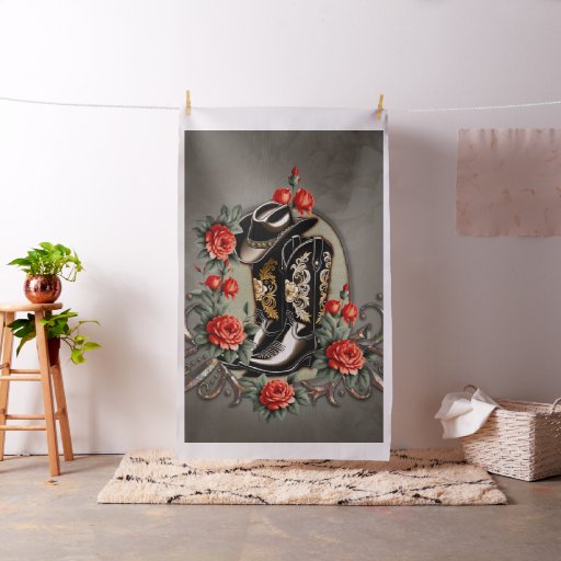 Cowboy hearts: A poem of boots and flowers. Fabric