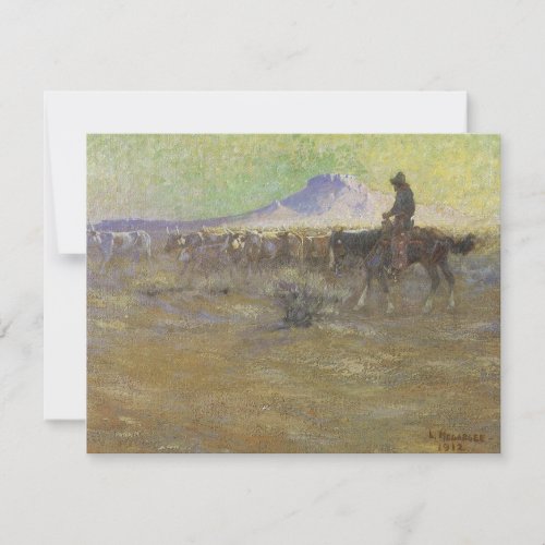 Cowboy Herding Cattle on the Range by Lon Megargee