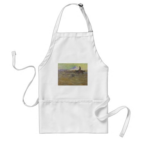 Cowboy Herding Cattle on the Range by Lon Megargee Adult Apron