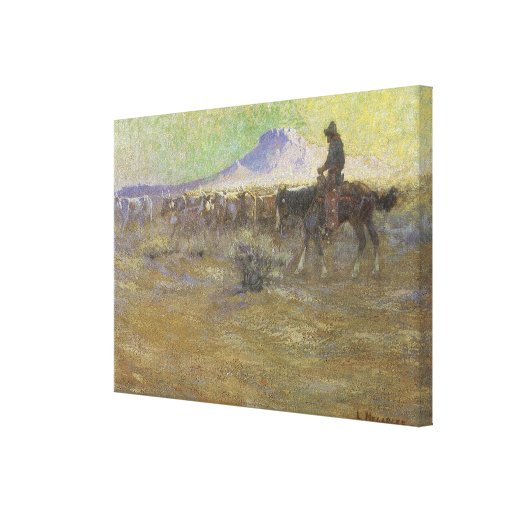 Cowboy Herding Cattle on the Range by Lon Megargee Canvas Print | Zazzle