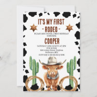 Cowboy Highland Cow My First Rodeo 1st Birthday
