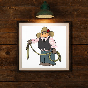Cowboy Holding A Lasso Poster