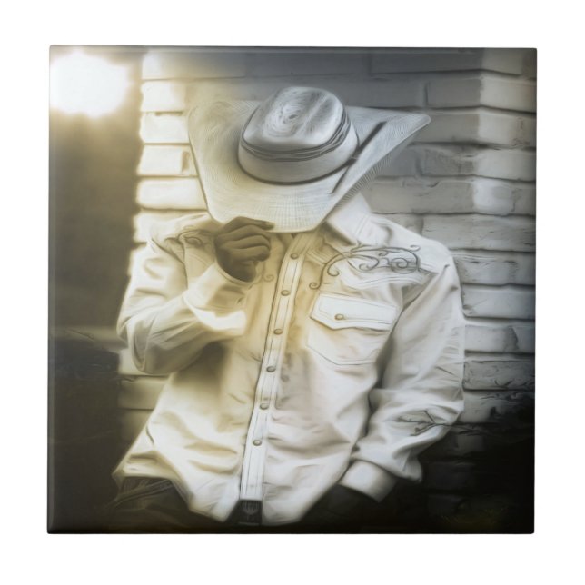 Cowboy Holding His Hat Tile (Front)