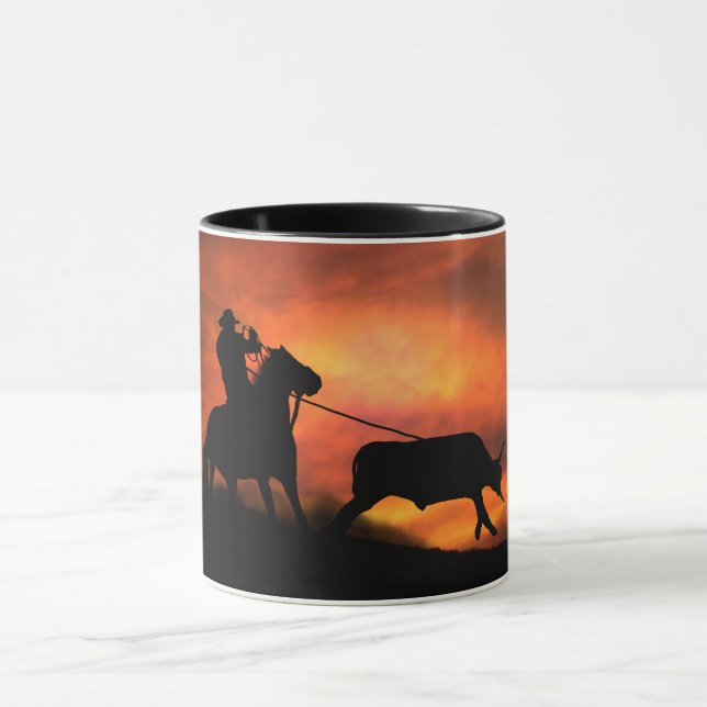 Cowboy Horse and Steer Roping Mug (Center)