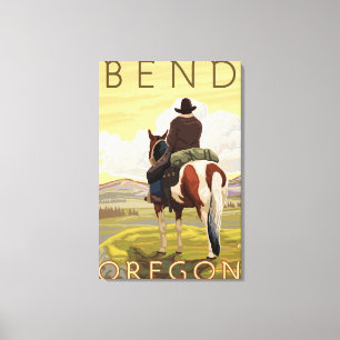 Cowboy & Horse - Bend, Oregon Canvas Print