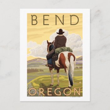 Cowboy & Horse - Bend  Oregon Postcard by LanternPress at Zazzle