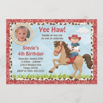 Cowboy Horse Birthday Party Invitation by eventfulcards at Zazzle