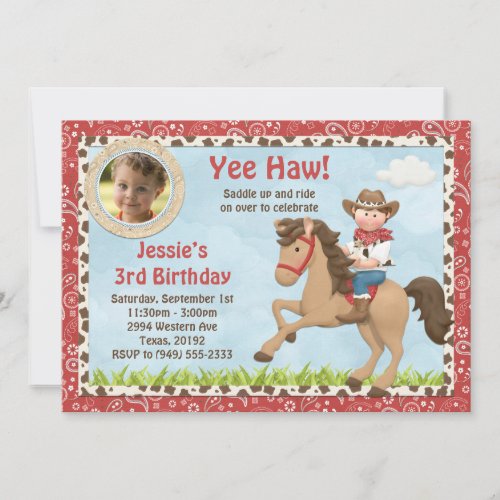 Cowboy Horse Birthday Party Invitation