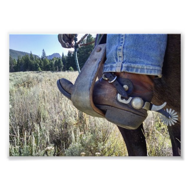 Cowboy horse boot spurs photo print (Front)