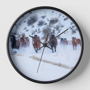 Cowboy Horse Drive Hideout Ranch Shell, Wyoming Clock