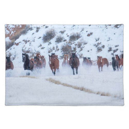 Cowboy Horse Drive  Hideout Ranch Shell Wyoming Cloth Placemat