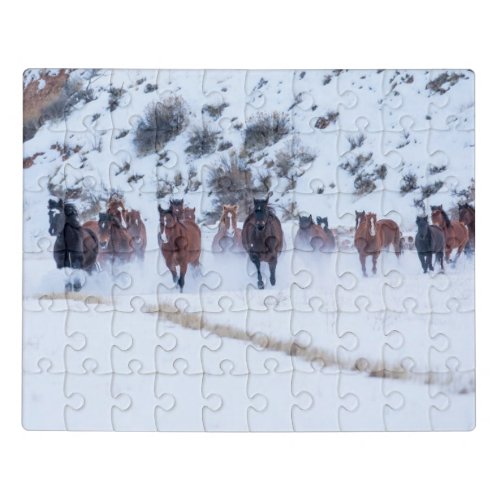 Cowboy Horse Drive  Hideout Ranch Shell Wyoming Jigsaw Puzzle