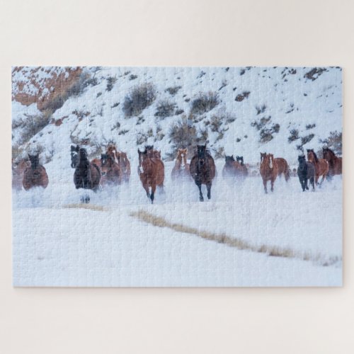 Cowboy Horse Drive  Hideout Ranch Shell Wyoming Jigsaw Puzzle