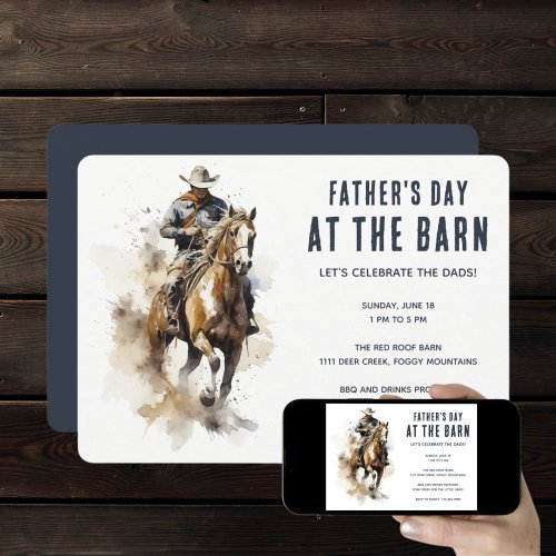 Cowboy Horse Fathers Day at the Barn Invitation