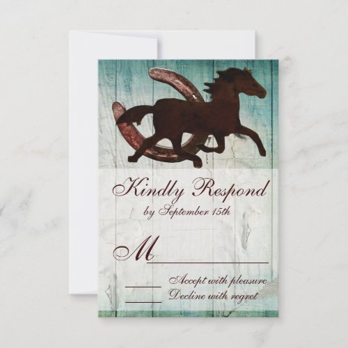 Cowboy Horse Horseshoe Country Style Wedding RSVP