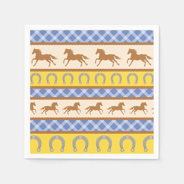 Cowboy Horse Kid's Birthday Party Theme Napkins (Front)