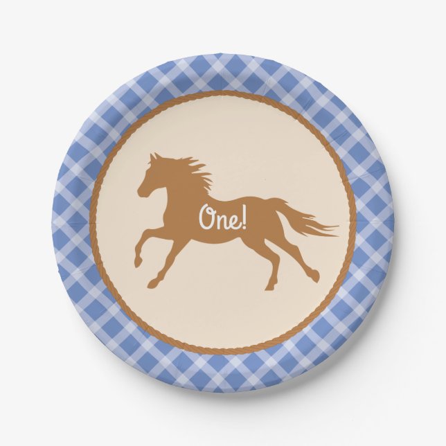 Cowboy Horse Kid's Birthday Party Theme Paper Plates (Front)