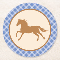 Cowboy Horse Kid's Birthday Party Theme Round Paper Coaster