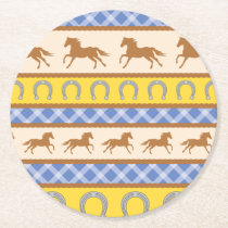 Cowboy Horse Kid's Birthday Party Theme Round Paper Coaster
