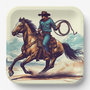 Cowboy Horse Paper Plates, Western Rodeo Party Plates