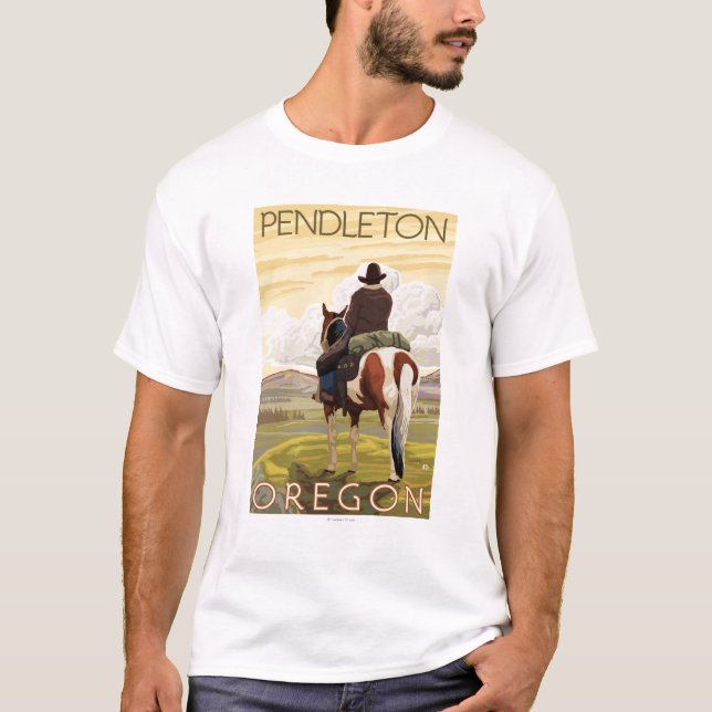 Cowboy & Horse - Pendleton, Oregon T-Shirt (Front)