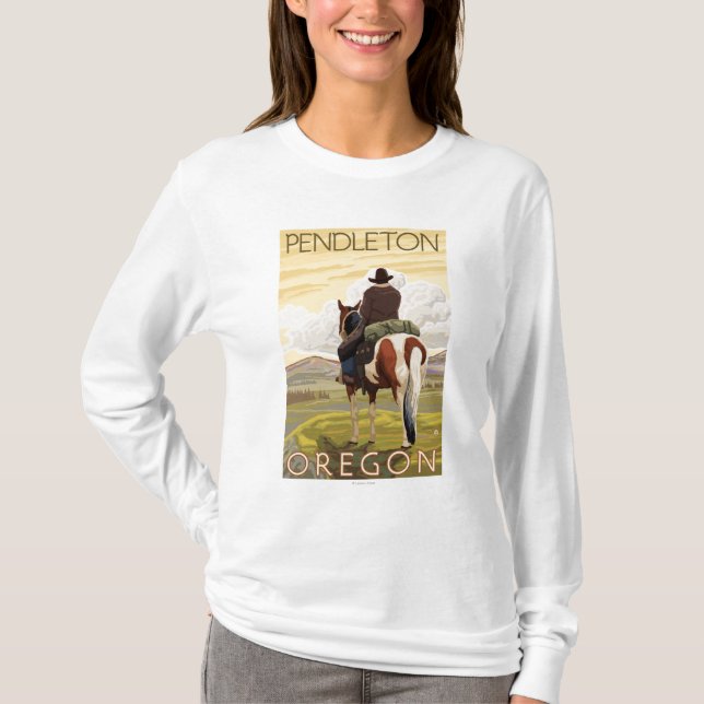 Cowboy & Horse - Pendleton, Oregon T-Shirt (Front)