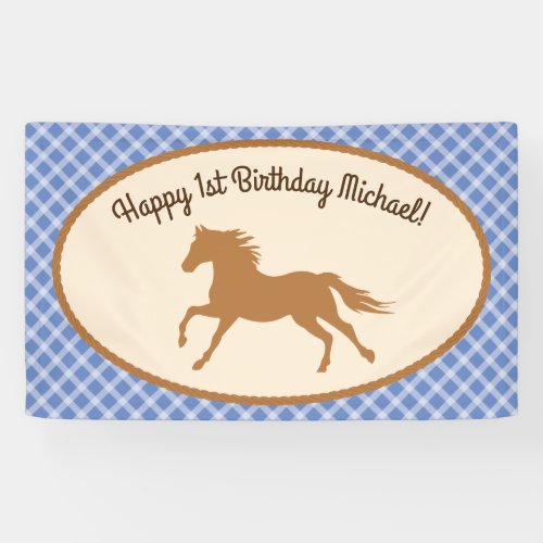 Cowboy Horse Pony Cute 1st Birthday Party Theme Banner