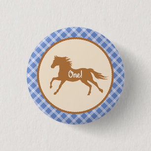 Cowboy Horse Pony Cute 1st Birthday Party Theme Button