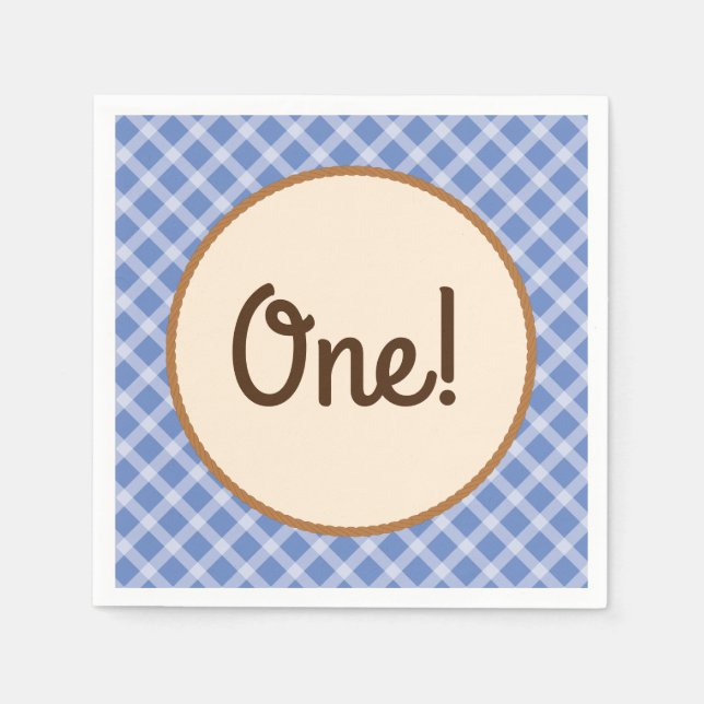 Cowboy Horse Pony Cute 1st Birthday Party Theme Napkins (Front)