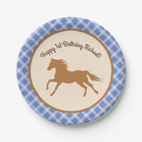 Cowboy Horse Pony Cute 1st Birthday Party Theme Paper Plates