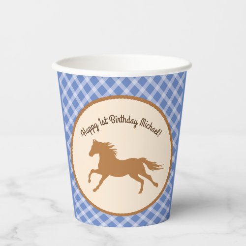 Cowboy Horse Pony Cute Kids 1st Birthday Party Paper Cups