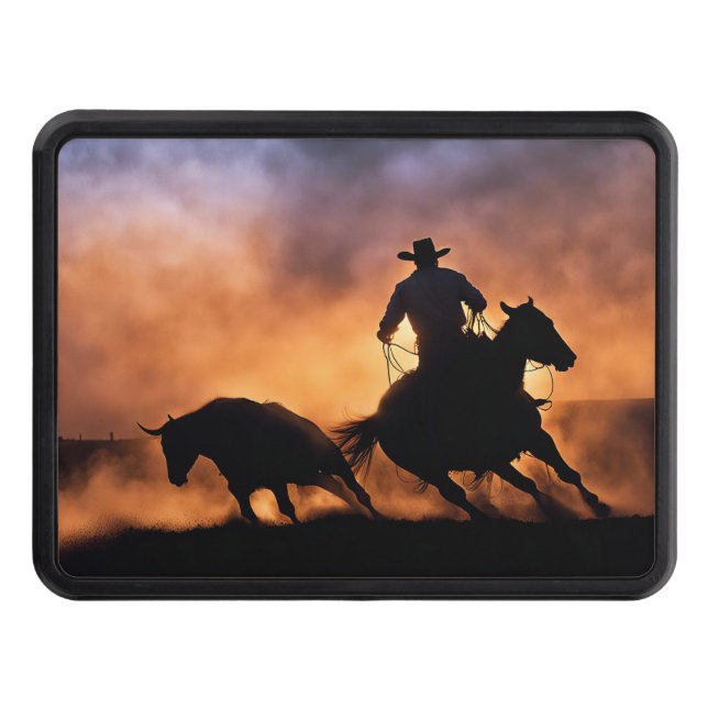Cowboy Horse Roping Riding Steer Bull Hitch Cover (Front)