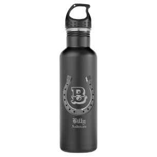 Cowboy Horse Shoe Personalized Monogram Stainless Steel Water Bottle