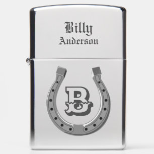 Cowboy Horse Shoe Personalized Monogram Zippo Lighter