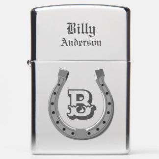 Cowboy Horse Shoe Personalized Monogram Zippo Lighter