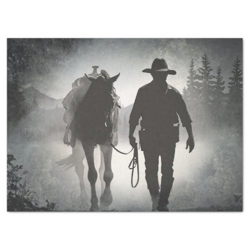 Cowboy Horse Silhouette Tissue Paper