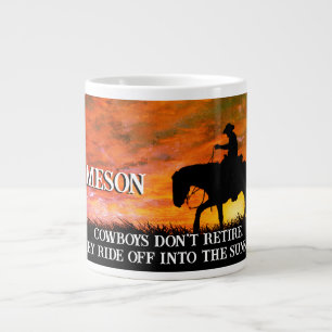 Cowboy, Horse & Sunset Retirement   Giant Coffee Mug
