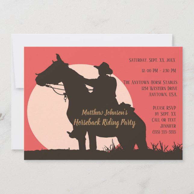 Cowboy Horseback Riding Birthday Party Invitation (Front)