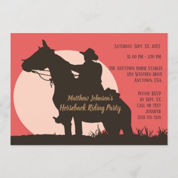 Cowboy Horseback Riding Birthday Party Invitation by csinvitations at Zazzle