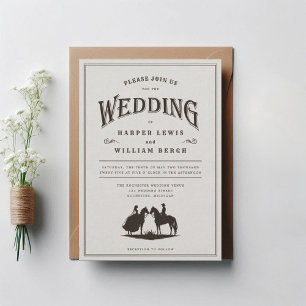 Cowboy horseback wedding Invitation