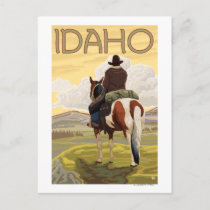 Cowboy & HorseIdahoVintage Travel Poster Postcard